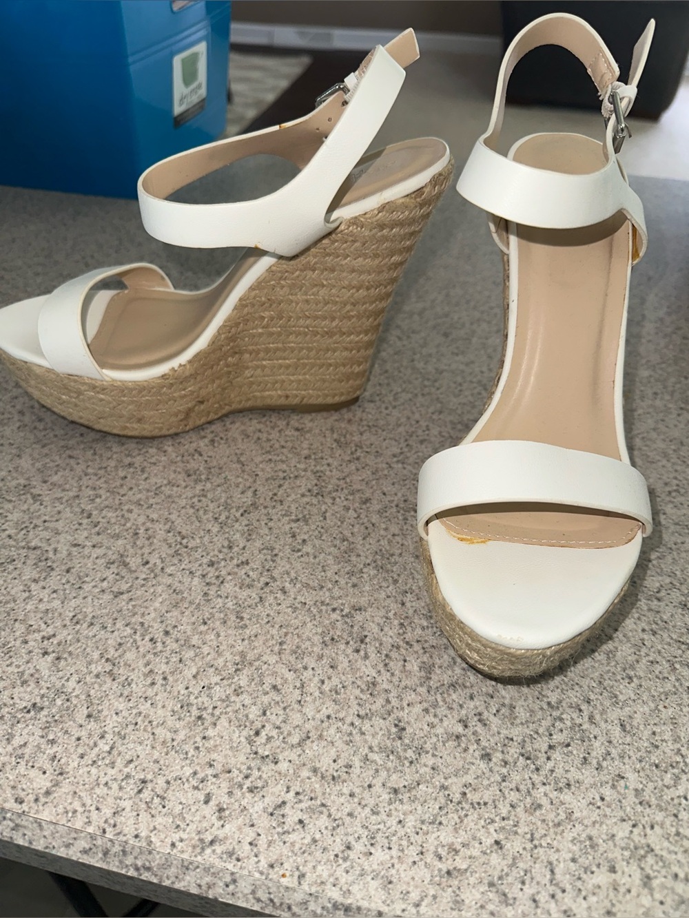 Charlotte Russe Women’s White Espadrille Wedge Sandals with Ankle Strap